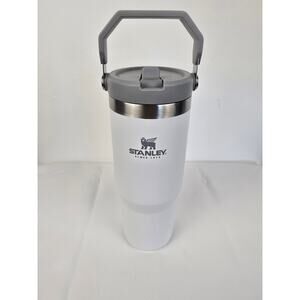 Stanley 30oz Classic Flip Straw Tumbler White w/ Gray Lid Insulated Cup